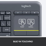 كيبورد Logitech K400 Plus Full-Size لاسلكي لوحة لمس أسود thumbnail 6