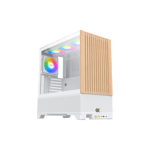 كيس XIGMATEK Endorphin WD Mid-Tower ATX أبيض بواجهة خشبية وزجاج مقسى thumbnail 6