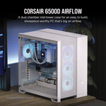 كيس Corsair 6500D Airflow Mid-Tower أبيض زجاج مقسى thumbnail 5