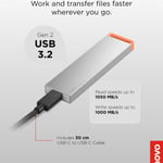وحدة تخزين خارجية لينوفو PS8S بسعة 1 تيرابايت USB-C محمولة رمادي thumbnail 3