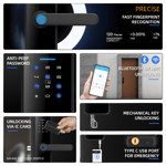Locstar LS-C91 Smart Door Lock Fingerprint Keypad Tuya App Black thumbnail 6