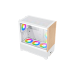 كيس XIGMATEK Endorphin WD Mid-Tower ATX أبيض بواجهة خشبية وزجاج مقسى thumbnail 4