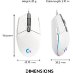 ماوس Logitech G203 LIGHTSYNC 8000 DPI RGB USB أبيض thumbnail 36