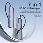 موزع LDNIO DS-17H 7-Port USB 3.0 مع HDMI وإيثرنت وSD و100W PD فضي thumbnail 7