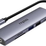 محول Rapoo XD61 USB-C إلى HDMI 4K 6-في-1 فضي thumbnail 2