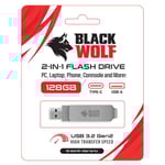 Black Wolf 2-in-1 Flash Drive 128GB USB-C & USB-A 3.2 thumbnail 2