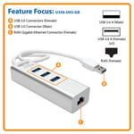 محول Tripp-Lite USB 3.0 SuperSpeed إلى Gigabit Ethernet مع 3 منافذ thumbnail 2