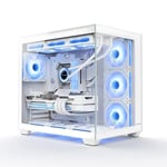 كيس Huntkey S980 Tornado Mid-Tower ATX أبيض زجاج مقوى thumbnail 4