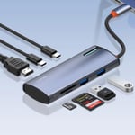 موزع LDNIO DS-17H 7-Port USB 3.0 مع HDMI وإيثرنت وSD و100W PD فضي thumbnail 6