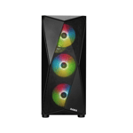 SAMA 3313 Mid-Tower ATX Case Black Tempered Glass with 4 ARGB Fans thumbnail 3