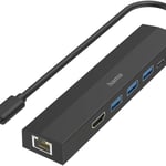 محول Hama 6-Port USB-C Hub بـ 3x USB-A و HDMI 4K و Gigabit Ethernet thumbnail 1