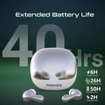 سماعات Promate Baton TWS ANC Bluetooth 5.4 13mm IPX4 6H أبيض thumbnail 15