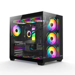 كيس Huntkey S980 Tornado Mid-Tower ATX Hs أبيض زجاج مقوى thumbnail 8