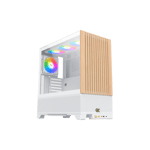 كيس XIGMATEK Endorphin WD Mid-Tower ATX أبيض بواجهة خشبية وزجاج مقسى thumbnail 5