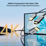 محول UNITEK HDMI إلى DisplayPort كيبل 1.8m أسود thumbnail 6