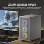 كيس Corsair 3000D Mid-Tower ATX أبيض بتدفق هواء RGB thumbnail 3