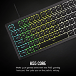 كيبورد Corsair K55 Core Full-Size Membrane RGB سلكي أسود thumbnail 3