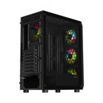 SAMA 3313 Mid-Tower ATX Case Black Tempered Glass with 4 ARGB Fans thumbnail 4