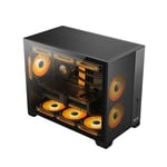 كيس Huntkey F820 Mid-Tower ATX أسود زجاج مقوى thumbnail 1