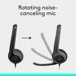 Logitech H390 USB Computer Headset Noise-Cancelling Microphone - Black thumbnail 8