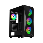 SAMA 3313 Mid-Tower ATX Case Black Tempered Glass with 4 ARGB Fans thumbnail 2