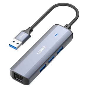 محول LDNIO DS-16U 6-Port USB 3.0 مع إيثرنت و 100W PD رمادي