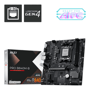 لوحة أم ام اس اي برو MSI PRO B840M-B بمقبس AMD AM5 ودعم ذاكرة DDR5 بحجم mATX