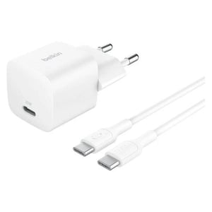 شاحن Belkin Boost WCA012 25W USB-C مع كيبل USB-C إلى USB-C أبيض