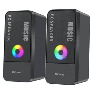 سبيكر Kisonli X9 Basic 2.0 قناة 3500W USB RGB محمول أسود