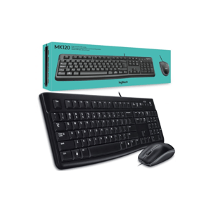 كيبورد Logitech MK120 Full-Size USB وماوس أسود
