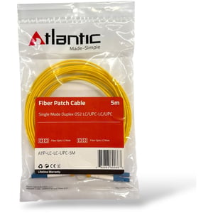 كيبل Atlantic Fiber Optic Patch Cord SC إلى SC Single Mode OS2 Duplex UPC 5M