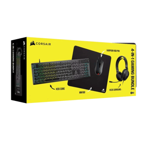CORSAIR 4-in-1 Gaming Bundle – K55 RGB Keyboard + Harpoon RGB PRO Mouse + MM100 Mouse Pad + HS35 V2 Headset