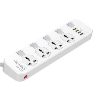 اكسسوار LDNIO SC4408 2500W باور ستريب بـ 4 منافذ، 4 USB، 2M أبيض