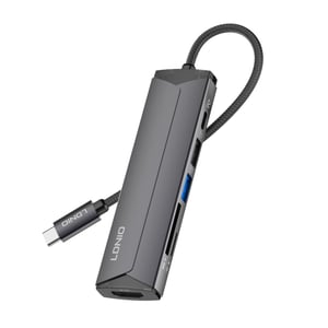 محول LDNIO DS-56H USB-C إلى متعدد المنافذ مع 100W PD و HDMI وقارئ SD/TF