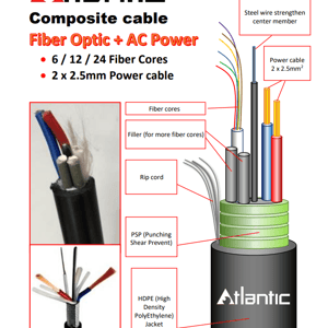 كيبل Atlantic Fiber Optic Cable 1000m 12/24 Core SM G652D