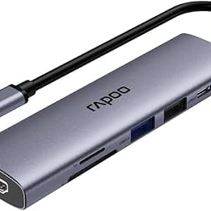 محول Rapoo XD61 USB-C إلى HDMI 4K 6-في-1 فضي