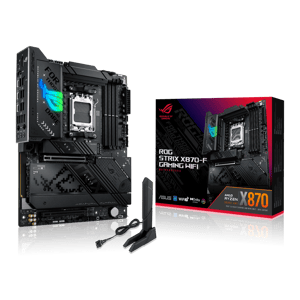 لوحة أم أسوس روج ستريكس ASUS ROG Strix X870-F Gaming WiFi بمقبس AMD AM5 ودعم ذاكرة DDR5 بحجم ATX