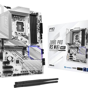 مذربورد أزروك Z890 Pro RS WiFi White لمعالجات LGA 1851 مقاس ATX مع DDR5 و PCIe 5.0 و Thunderbolt 4