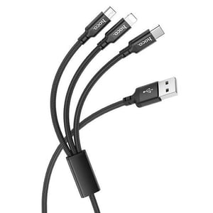 كيبل Hoco X14 3-in-1 شحن Micro إلى Lightning إلى USB-C 1m