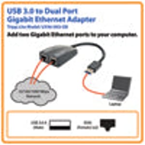 محول USB Tripp-Lite USB 3.0 SuperSpeed إلى Dual Port Gigabit Ethernet