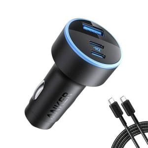 شاحن Anker 335 67W للسيارة 2× USB-C + 1× USB-A أسود