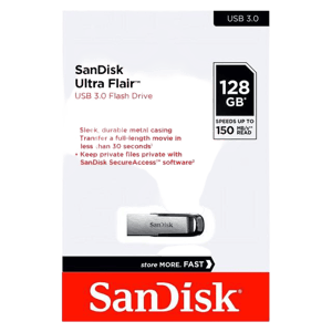 SanDisk Ultra Flair 128GB USB 3.0 Flash Drive Silver