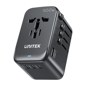 محول Unitek GaN 100W عالمي للسفر أسود