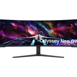 شاشة ألعاب سامسونج أوديسي نيو G9 G95NC منحنية فائقة الاتساع بحجم 57 بوصة (دقة Dual UHD - تقنية Quantum Mini-LED - تردد 240Hz - استجابة 1ms - انحناء 1000R)