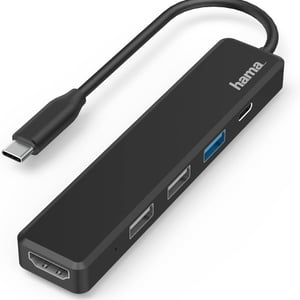 محول USB Hama 5-Port USB-C مع HDMI 4K وشحن USB-C PD