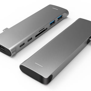 RayCue UC2202 USB-C TB3 Hub 7 in 1 HDMI 4K SD TF Card Reader 100W PD