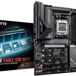 لوحة أم جيجابايت إيجل GIGABYTE X870E EAGLE X3D WIFI7 بمقبس AMD AM5 ودعم ذاكرة DDR5 بحجم ATX