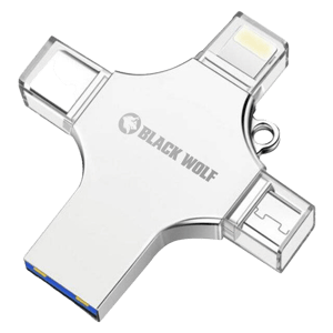 Black Wolf 4-in-1 Flash Drive 256GB USB-A