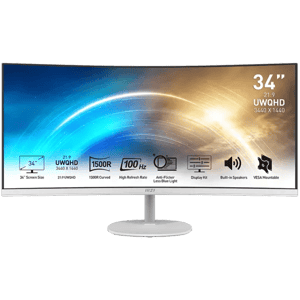 شاشة MSI PRO 34″ 3440x1440 100Hz VA أبيض