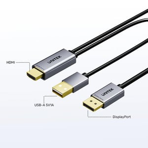 محول UNITEK HDMI إلى DisplayPort كيبل 1.8m أسود